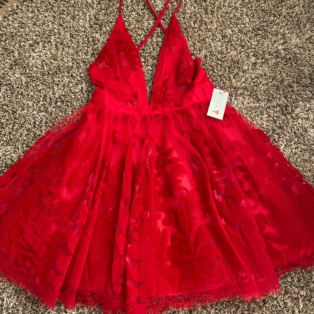 Red Tulle Mini Dress